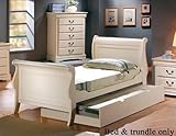 IMAGE OF Twin Size Sleigh Bed with Trundle in White Finish