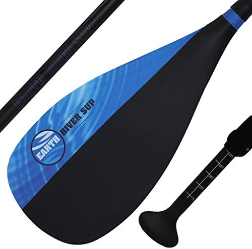 Earth River SUP Carbon Black V2 - FULL Carbon SUP Paddle - 3 Piece Travel (Blue Lake)