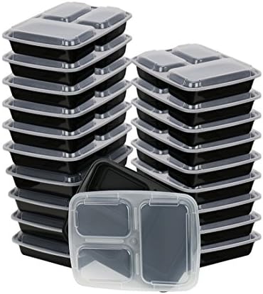 3-Compartment Microwave Safe Food Container with Lid/Divided Plate/Bento Box/Lunch Tray with Cover