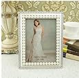 Graces Dawn&reg; Handmade pearl inlaid frame 5x7 Inch Photo Opening White Pearls with Crystals Picture Frame