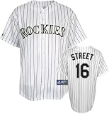 Aaron Cook Youth Jersey: Majestic Home Pinstripe Replica #28 Colorado Rockies Jersey