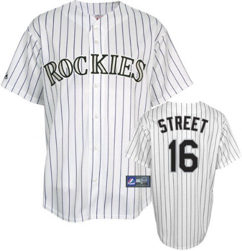 Aaron Cook Youth Jersey: Majestic Home Pinstripe Replica #28 Colorado Rockies Jersey