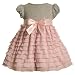 Bonnie Jean Baby/Infant 12M-24M PINK GRAY BOW FRONT TIERED RUFFLE Special Occasion Wedding Flower Gi