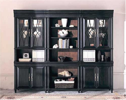 Black Bookcase Wall Unit Home Office Library Cabinet Furniture