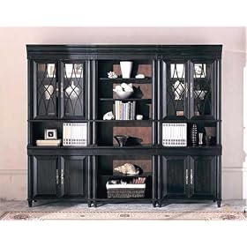 Black Bookcase Wall Unit Home Office Library Cabinet Furniture by eWay Furniture