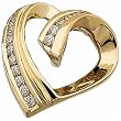 14K Yellow Gold Diamond Heart Slide Pendant