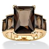  Gold Over Silver Smoky Quartz Womens Ring