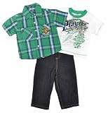 Urban Extreme Infant Boys Plaid Green & White 3Pc Pant Set