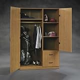 Beginnings Oregon Oak Jumbo Wardrobe/Storage Cabinet Oregon Oak Finish