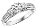Diamond Engagement Anniversary Three Stone Ring 1 Carat (ctw) in 14K White Gold (Certified)