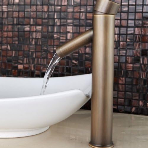 90 Degree Antique Inspired Copper Bathroom Single Handle Basin Faucets Tall Mixer Taps