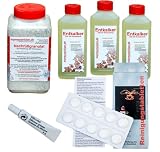 Produkt-Bild: 1 Liter Nachf&uuml;llgranulat (700g) + 3er Set (3x250ml) Fl&uuml;ssig Entkalker - 10 (10x1,6g) Kaffeefettl&ouml;sertabletten und 6g Silikonfett im Set - f&uuml;r Kaffeevollautomaten und Siebtr&auml;gerger&auml;te