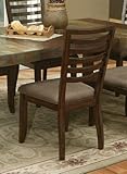Set of 2 Dining Side Chairs with Taupe Upholstered Seat in Dark Wood Finish ....
