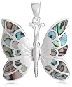 Silver Pave Shell Butterfly Pendant