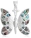 Silver Pave Shell Butterfly Pendant