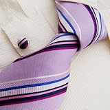 NEW Y&G Designer Hand Made Purple Blue Stripes 100% Jacquard Woven Pure Silk Mens Neck Tie and Cuff Links Set 8290