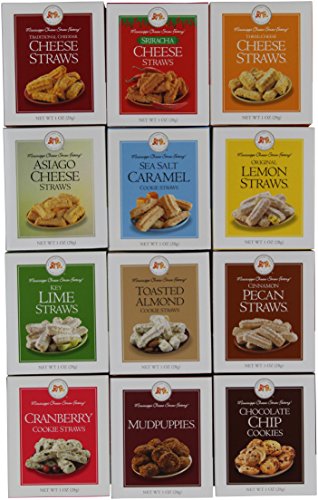 Mississippi Cheese Straw Factory Sampler Set of 12 Flavors of Cheese and Cookie Straws, 12oz