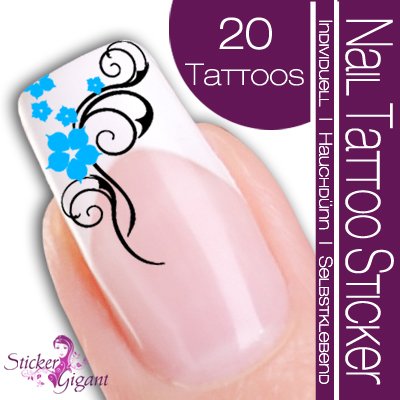 Nail Tattoo Sticker Ornament / Bl&uuml;te - t&uuml;rkis Preisvergleich