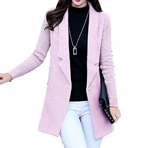 かさなる影花日 レディース アウター コート カーディガン コットン 長襟 ハーフ丈 春 秋 スリム カジュアル （レッド ライトグレー ライトブルー ピンク 全4色)