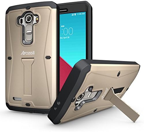 Arozell LG G4 Case - Dual-Layer Tank Armor with Kickstand and Built-In Screen Protector for Maximum Protection of LG G4 - Champagne