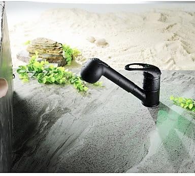 YYCC-Aquafaucet Single Lever High Arc Pull Down Kitchen Faucet with Retractable Pull Out Wand, Swivel Spout Oil Rubbed Bronze