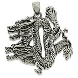 Stainless Steel Chinese Double Head Dragon Pendant