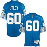 Reebok Detroit Lions #60 Mike Utley Light Blue Tackle Twill Throwback Football Jersey