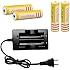 Outlite 4pcs 3.7V 18650 3600mAh Protected Lithium Li-ion Rechargeable Battery for LED Light& Headlight& Headlamp& Handheld Flashlight& Torch with 1pc Quick Smart Charger