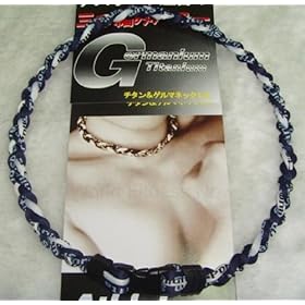  Baseball Titanium Necklace 20 inch Navy Blue / White