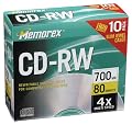 Memorex 700MB/80-Minute 4x CD-RW Media (10-Pack with Slim Jewel Cases)