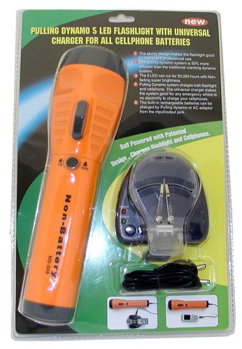 Wireless: Kaito 5 LED String Pulling Dynamo Rechargeable Flashlight with Universal Cell Phone Charger, MS508