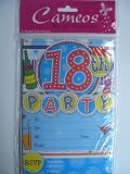 18th Birthday Party Invitations - Pack of 20 with Envelopes (Blue/Cameo)