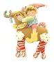 12" Glittery Pastel Plush Candy Christmas Elf Riding Reindeer