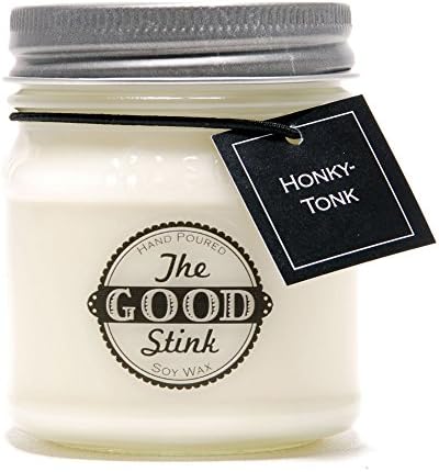 Honky Tonk Soy Candle by The Good Stink - Organic Soy Wax Candle Hand-poured into 8oz Mason Jar - Burns for 50+ Hours - TGS-HNKYTNK