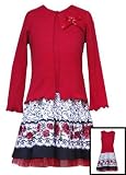 New Red Black Rose Circle Dress with Cardigan ~ 2T to 5 ~ Immediate Shipment for Christmas
