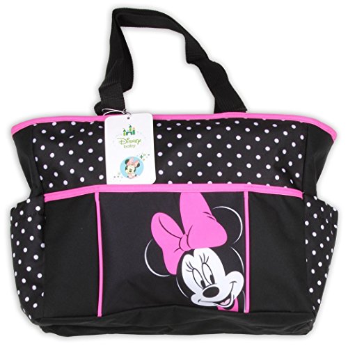 Minnie Small Black and Pink Polka Dot Tote Diaper Bag