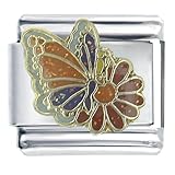 Butterfly On Flower Animal Italian Charms Bracelet Link