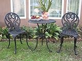 CBM Outdoor Patio Deck Cast Aluminum Furniture 3 Peice Bistro Set G BLK CBM1290