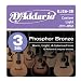 D'Addario EJ26-3D Phosphor Bronze Acoustic Guitar Strings, Custom Light, 11-52, 3 Sets