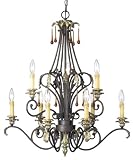 Eurofase 12118-014 Marrakesh 9-Light Chandelier, Antique Bronze with Silver Leaf