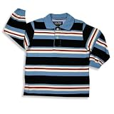 E-Land - Toddler Boys Long Sleeved Polo Style Top, Blue, White