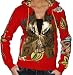 CHRISTIAN AUDIGIER Ed Hardy Crystal Rock Womens Tattoo Platinum Hoodie Shirt Hooded Sweatshirt Red