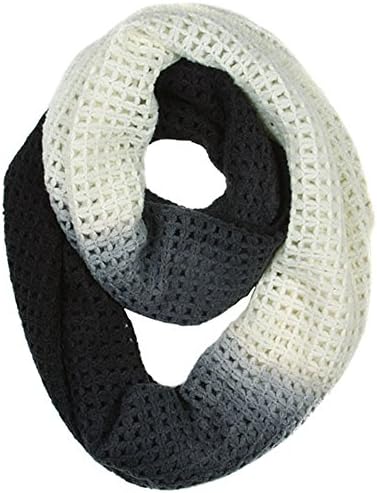Aris Designer Ombre Infinity Crochet Knit Fashion Scarf (Black)