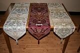Chenille Swivel Design Table Runner Beige 13