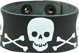 Perri's Leather Bracelet with Screened Skulls