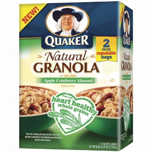 Quaker Natural Granola apple, cranberry, and almond in granola, 2 resealable bags