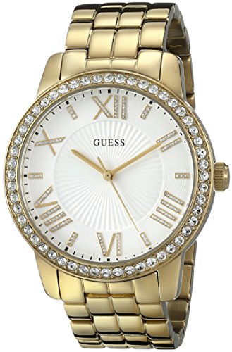 GUESS Women's U0329L2 Dazzling Oversized Gold-Tone Watch with Roman Numerals & Genuine Crystals