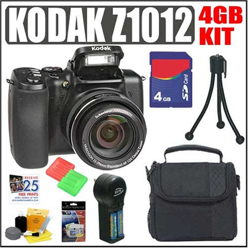 Kodak EasyShare Z1012 10.1 MP Digital Camera + 4GB Accessory Bundle