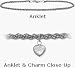 10 Karat 10 White Gold Wheat Style White Stone Heart Charm Anklet