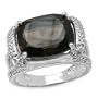 4.70 Carat Genuine Smoky Quartz & White Topaz .925 Silver Ring